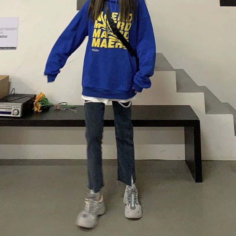 Quần jean nữ ống rộng lưng cao phong cách retro thời trang mùa thu 2021