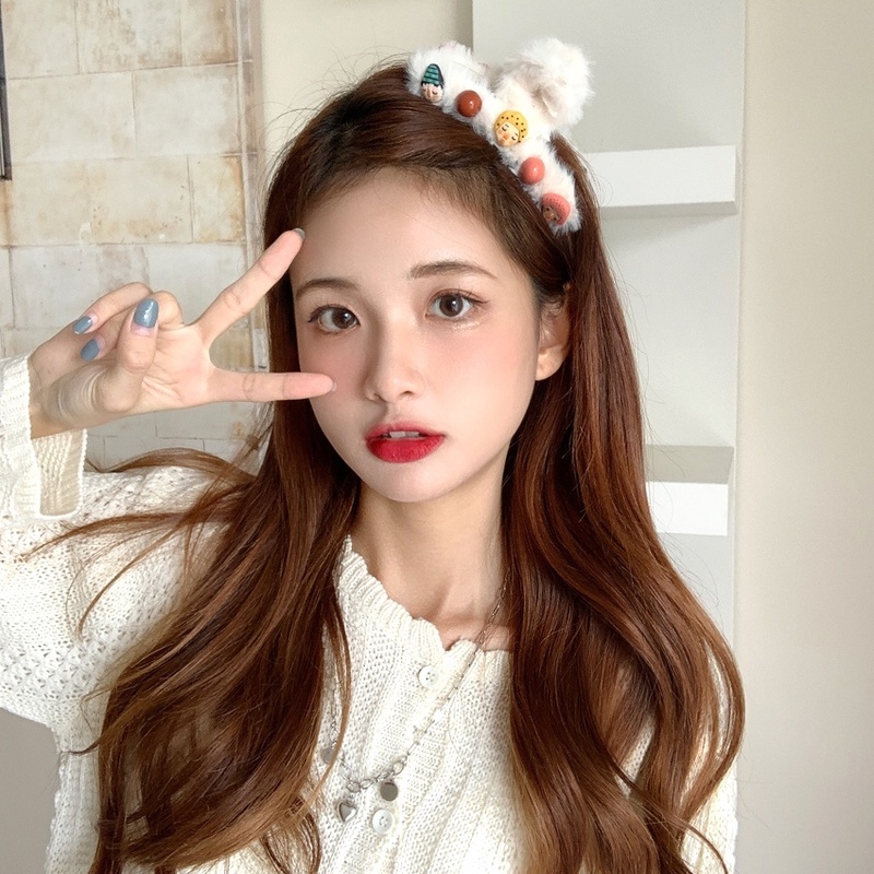 Kẹp tóc phối lông nhung mềm kiểu Hàn Quốc thời trang cao cấp