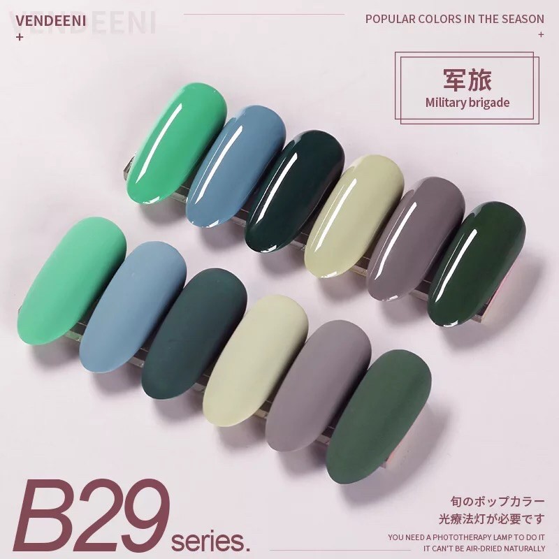 SÉT SƠN NHẬT CHÍNH HÃNG ,Nailtrend, sơn gel , sơn móng tay bóng bền , xanh lá cây xanh lá mạ xanh rêu xanh đậm , màu xám