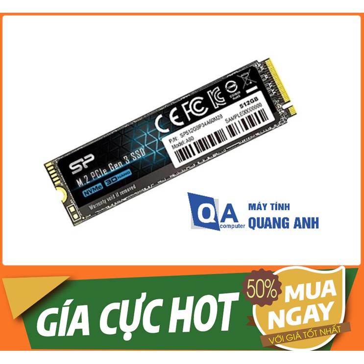 Ổ cứng SSD M2 NVME Silicon Power 512GB PCIe Gen3 x4 P34A60 SP512GBP34A60M28 - Hàng Chính Hãng BH 12 tháng