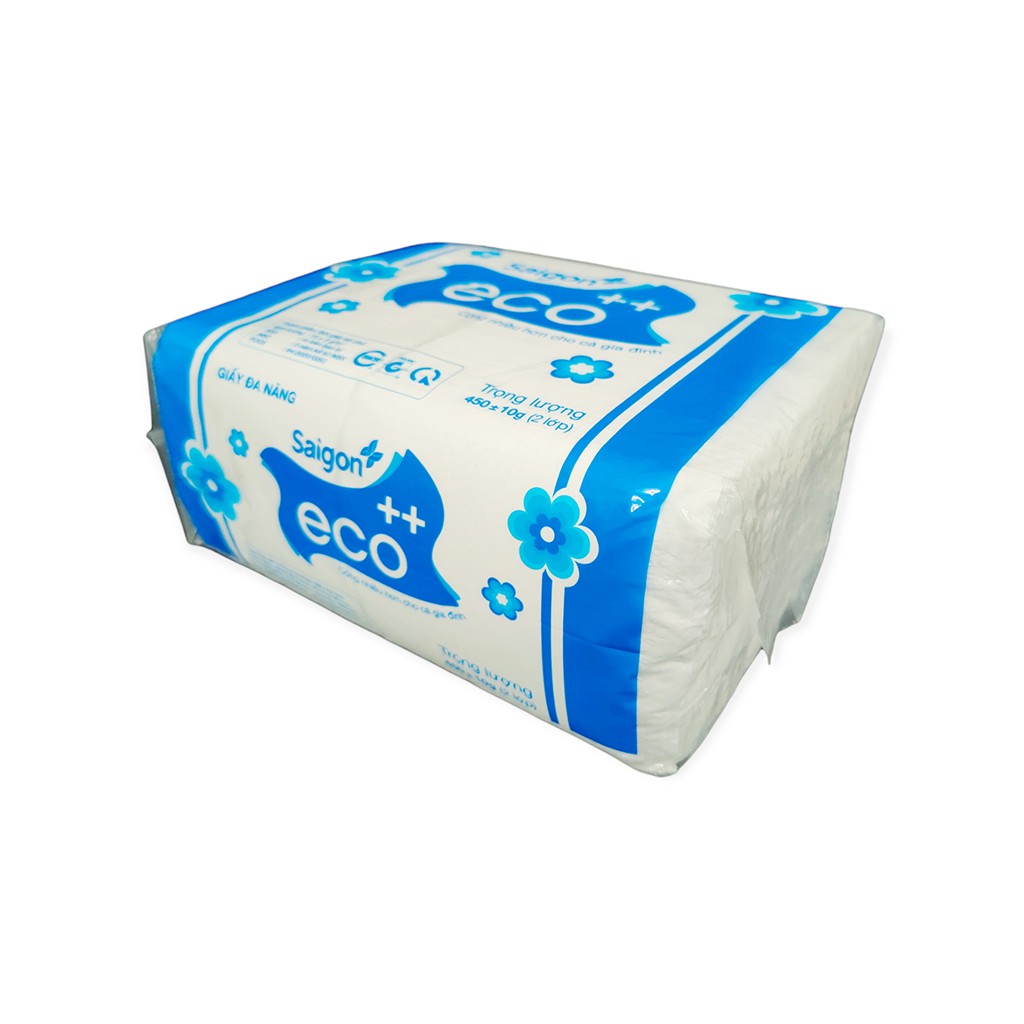 Khăn Giấy Lau Miệng, Lau Tay Đa Năng Dành Cho Quán Ăn 2 Lớp Sài Gòn Eco Gói 450g Rút Tiện Lợi