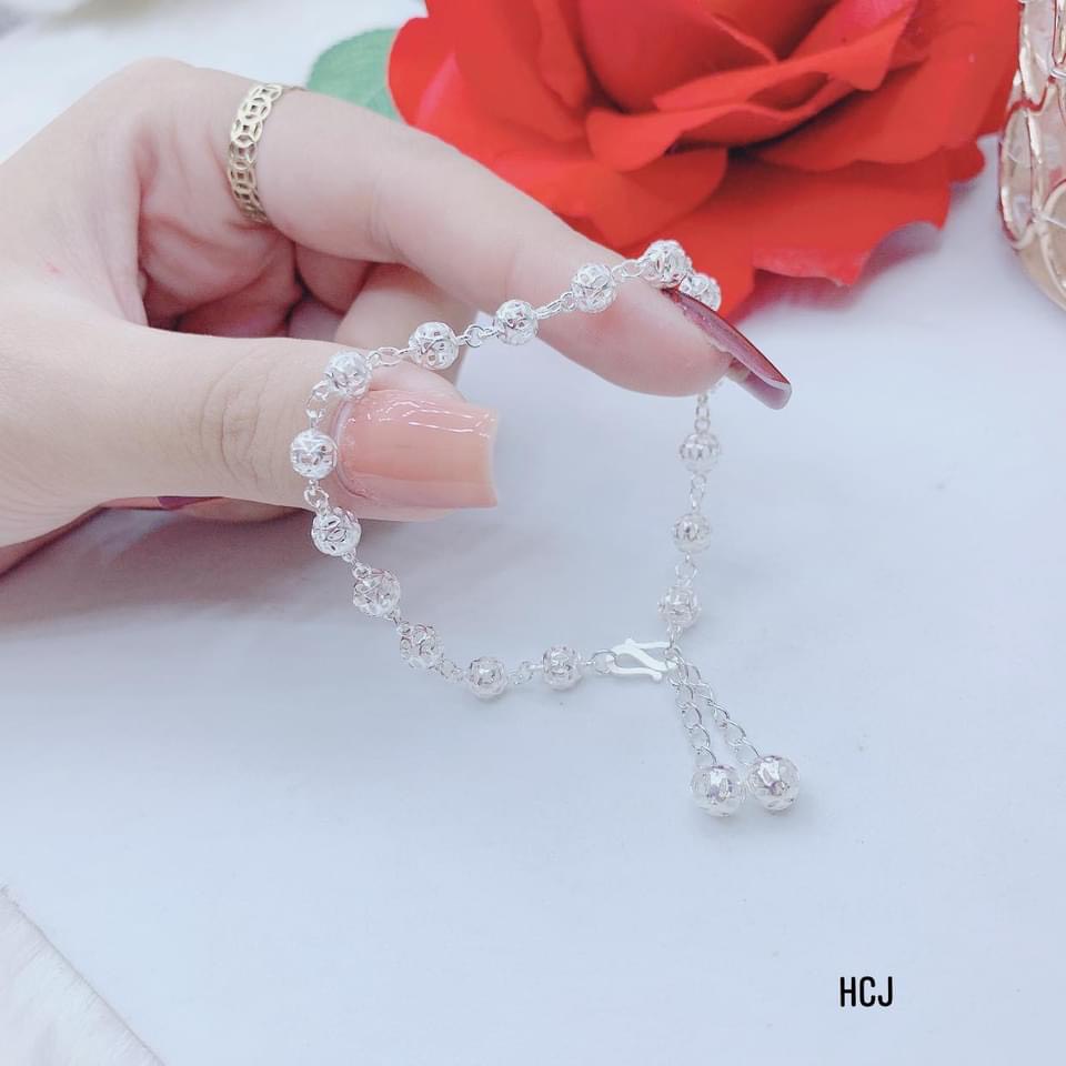 Lắc tay nữ bạc ta quả cầu kim tiền 6ly sáng đẹp - Kho sỉ bạc Nhất Linh