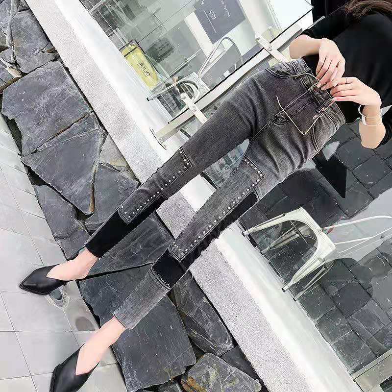 Quần Jeans Dài Phối Màu Tương Phản Thời Trang Cho Nữ Size S-2Xl 3 S