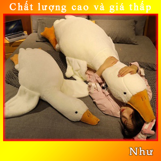 Búp bê ngỗng kiểu MIME đang nằm nằm chờ búp bê mềm bông khoái ôm vào gối con ngỗng ngủ trên giường