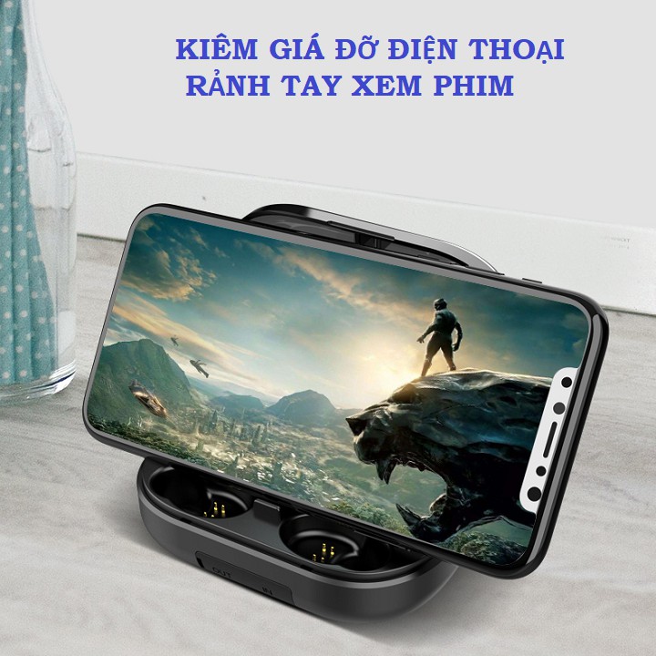 Tai nghe Bluetooth CẢM ỨNG Amoi V12 Âm thanh vòm 8D, chống nước IPX7, Dock Pin 4.000mAh