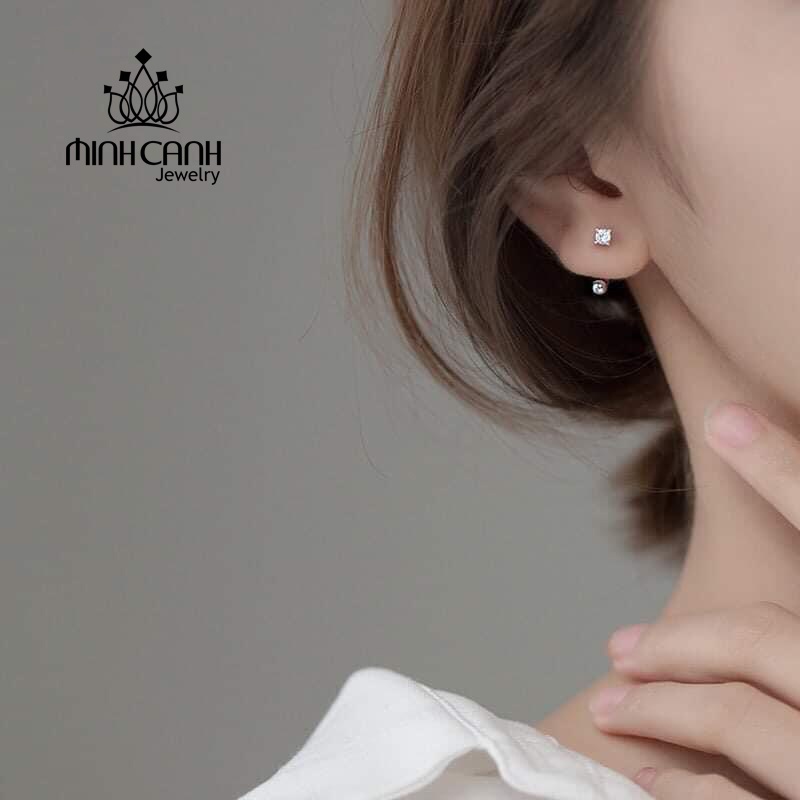 Bông Tai Bạc Đá Cong Bi Minh Canh Jewelry