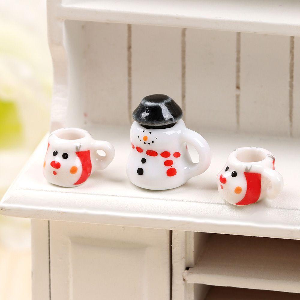 Bộ Ấm Tách Uống Trà Hình Búp Bê Người Tuyết Bằng Sứ