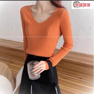 áo len tăm cổ tim basic - len dệt kim (8303#)