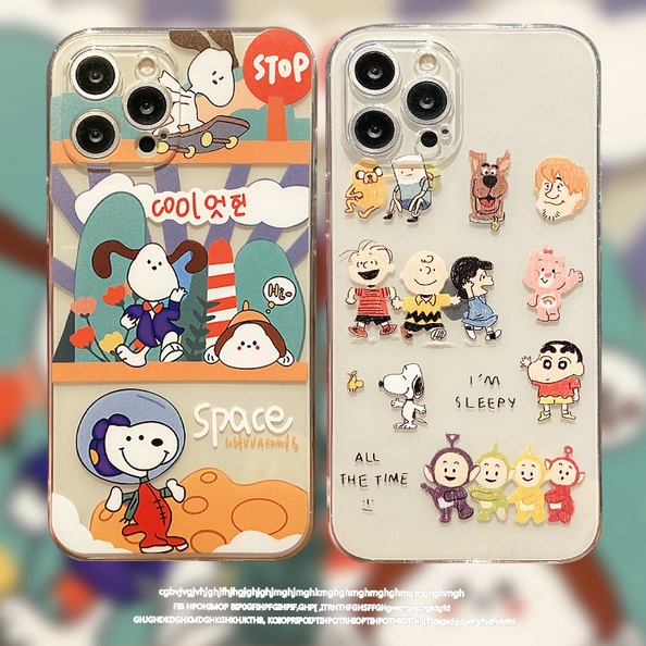 Huawei Y7A Y8P Y9 Prime 2019 Y9S Nova 7 7i 5T 3 3i 3e 4e SE P40 P30 P20 Pro Lite Honor 8X Cute Cartoon Snoopy Crayon Shin-chan Clear Straight Edge Fine Hole Tpu Soft Phone Case HLJ 11