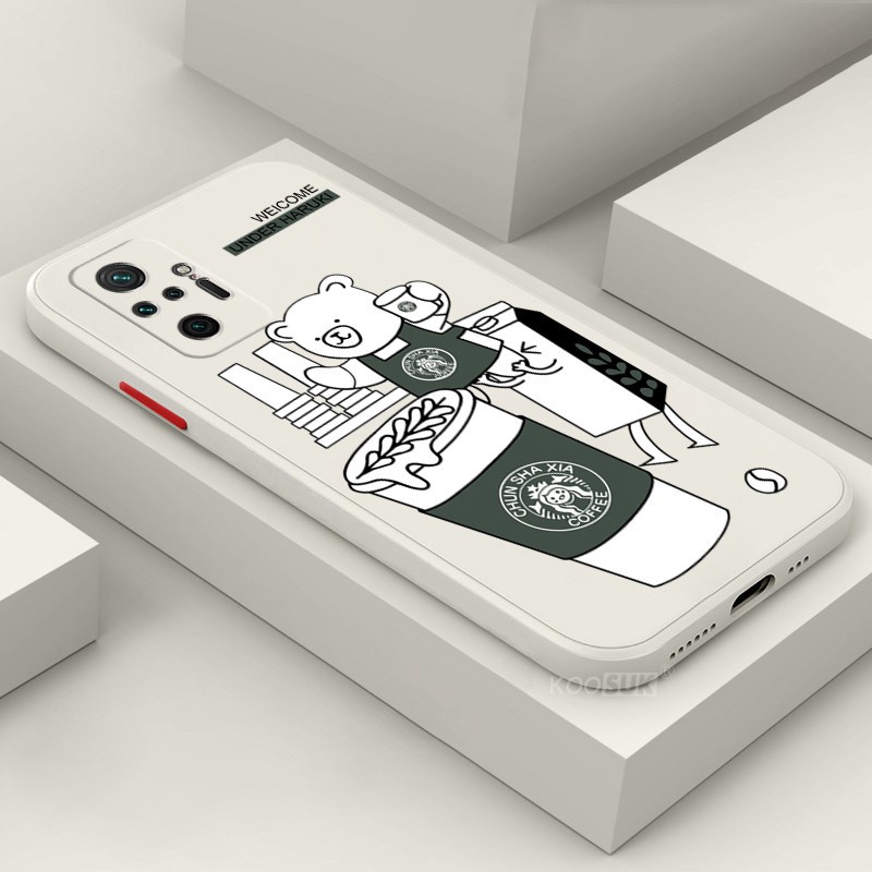 Ốp Điện Thoại Koosuk Bằng Silicone Mềm In Hình Gấu/Ly Cà Phê Cho Xiaomi Redmi Note 10 Pro Max 10S 4G 5G