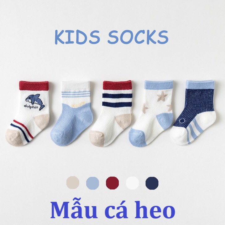 Set 5 đôi tất thu đông điều hòa cho bé
