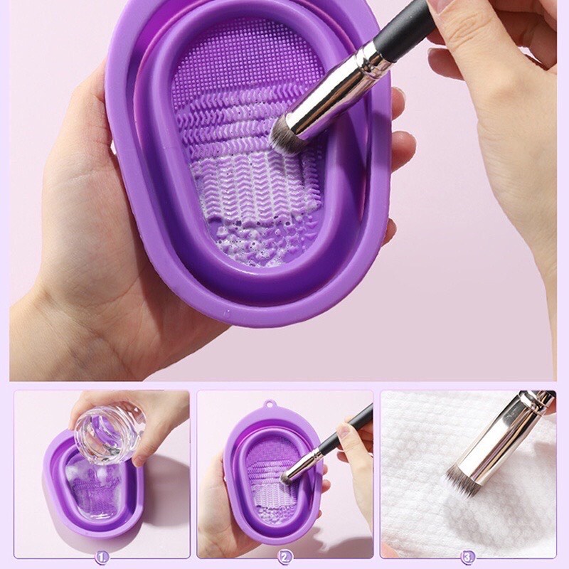 Dụng cụ rửa cọ trang điểm giặt cọ trang điểm và bông mút tán kem nền bằng silicon dẻo Lamdep24g