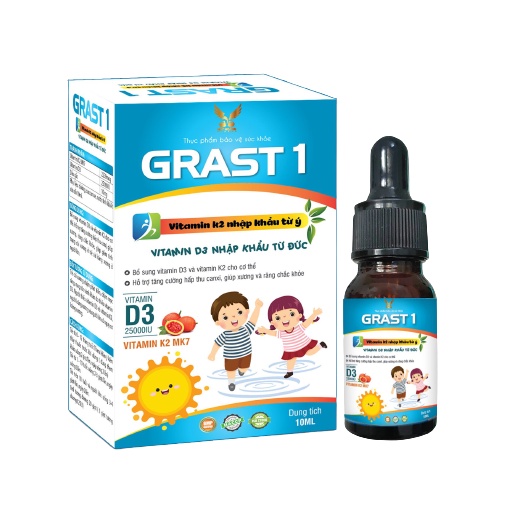 Sản Phẩm Grast 1 Bổ Sung Vitamin K2+D3 Hỗ Trợ Tăng Cường Hấp Thu Canxi Cho Bé