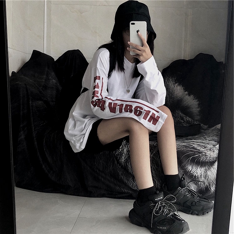 SUXI Áo Thun Tay Dài Dáng Rộng Thời Trang Mùa Thu Cho Nữ