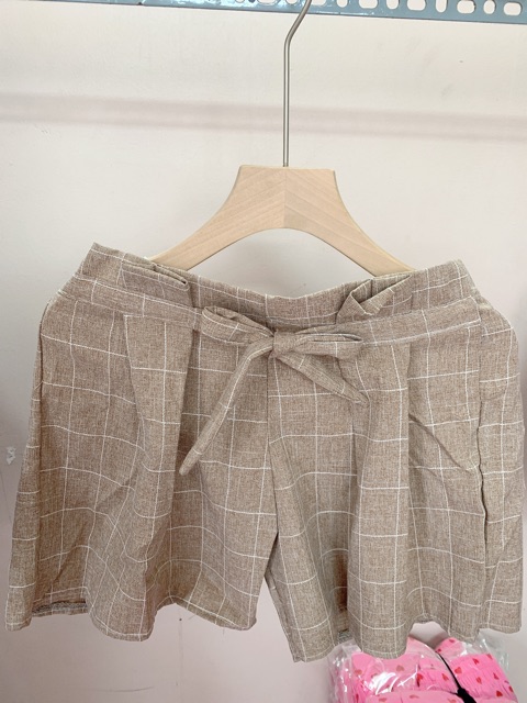 [Mã WARN10 giảm 10k đơn 99k] Quần đùi nữ ống rộng kẻ nơ FREE SIZE DƯỚI 60KG - Quần sooc nữ SABI SHOP | BigBuy360 - bigbuy360.vn