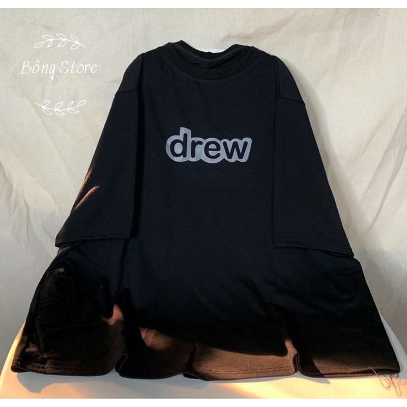 Áo phông Drew chữ ngực siêu hot form rộng đẹp- Áo thun tay lỡ Unisex nam nữ kiểu hàn quốc vải cotton HARI in hoạ tiết