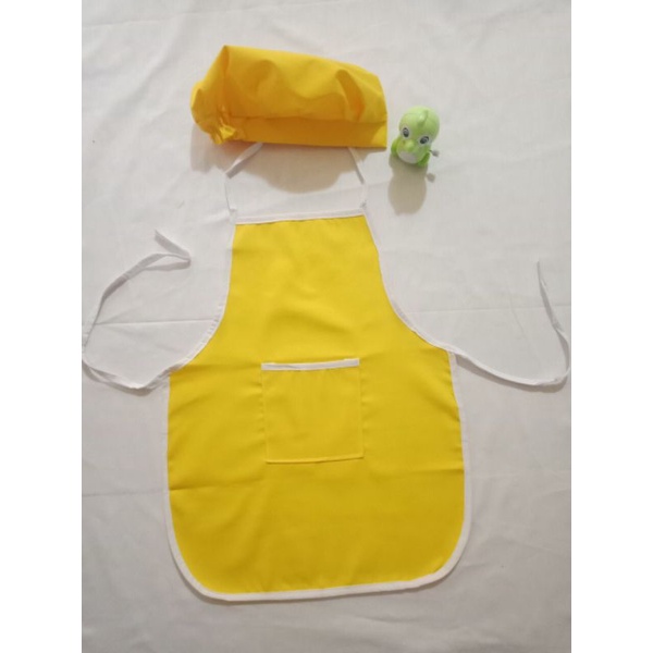 combo tạp dề và mũ size tiểu học và người lớn