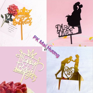 Phụ Kiện Trang Trí Bánh Sinh Nhật Bánh Kem - COMBO 10 thẻ Meka VƯƠNG MIỆN, CÔ DÂU CHÚ RỂ