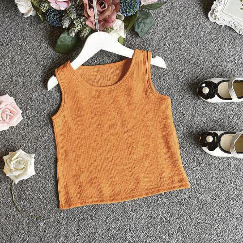 Bộ áo thun sát nách + quần ngắn kẻ sọc cho bé gái