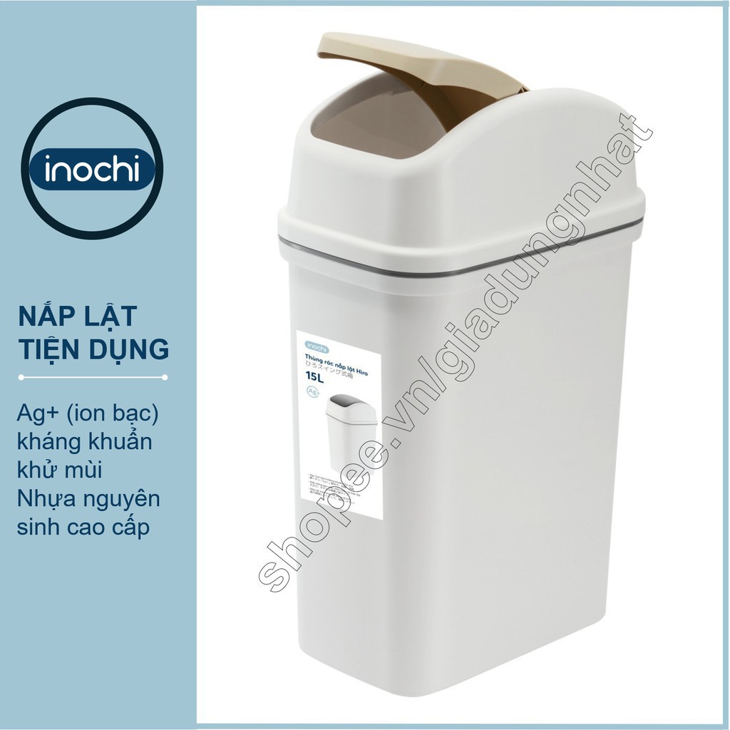 Thùng Rác Nhựa Nắp Lật Inochi 15 Lít Rất Đẹp Làm Sọt Rác Văn Phòng, Khách Sạn, Đựng Rác Gia Đình, Để Bàn Trong Nhà (tiêu