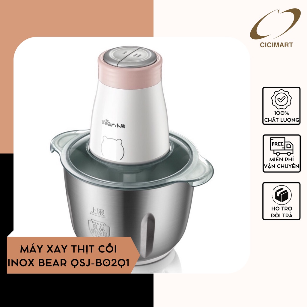 Máy Xay Thịt Cối Inox Bear QSJ-B02Q1 Đa Năng, Tích Hợp Nhiều Chức Năng Xay - Hàng Nội Điạ Trung - Bảo Hành 12 Tháng