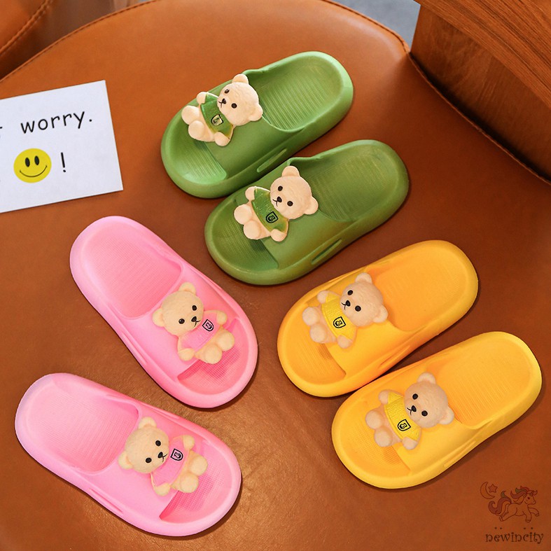Dép Đế Mềm Chống Trượt Hình Gấu Hoạt Hình Cho Bé