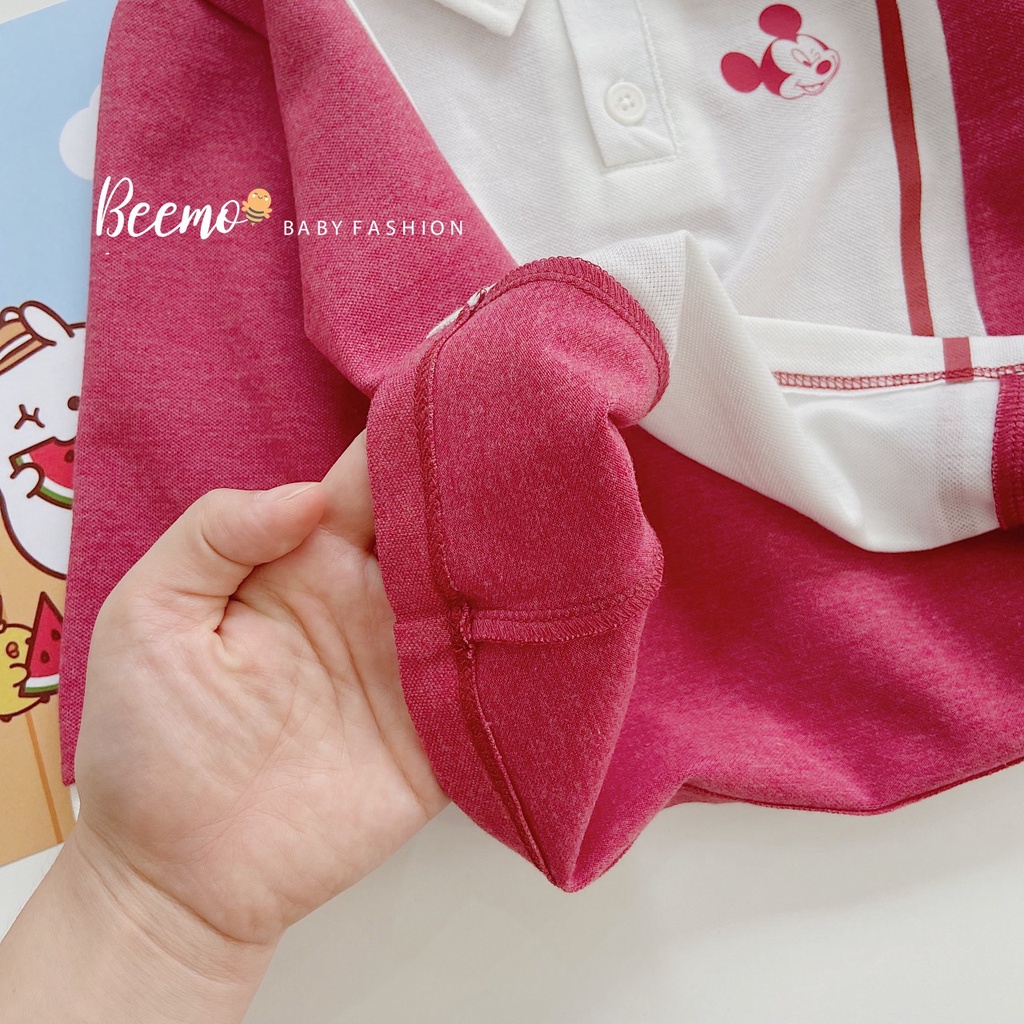 Áo polo dài tay Beemo chất liệu cotton mềm mại in hình Mickey cho bé trai, bé gái từ 1 đến 6 tuổi - 21A019