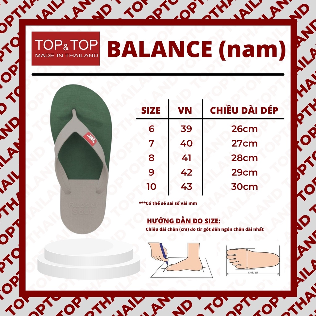 Dép Xỏ Ngón Nam Thái Lan Đế cao su siêu bền Balance Men Chống nước cao cấp