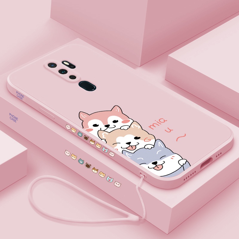 Ốp Điện Thoại Silicon Mềm Họa Tiết Hoạt Hình Dễ Thương Có Dây Đeo Cho oppo a9 2020 a5 2020