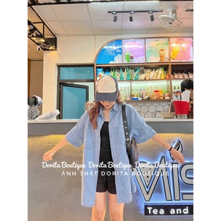 Áo sơ mi bò oversize dáng Hàn basic dễ phối đồ