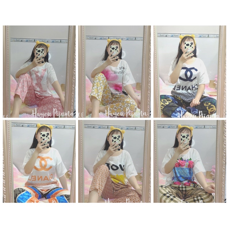 Đồ bộ pijama set tay ngắn cổ tròn lụa satin | BigBuy360 - bigbuy360.vn