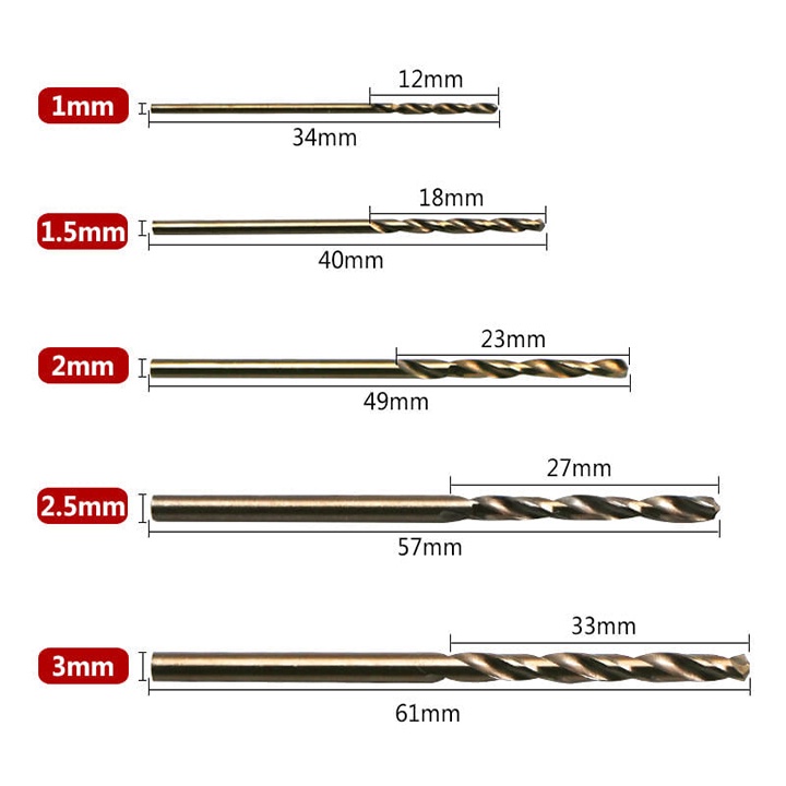 50 mũi khoan mini ❤️FREESHIP❤️ mũi khoan đa năng HSS Coban M35 - Mũi khoan sắt 1-3mm
