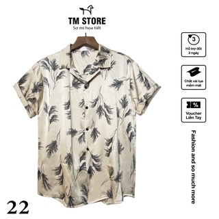Áo sơ mi họa tiết Tư Mã Store, Áo form rộng, chất vải lụa mềm mặc mát