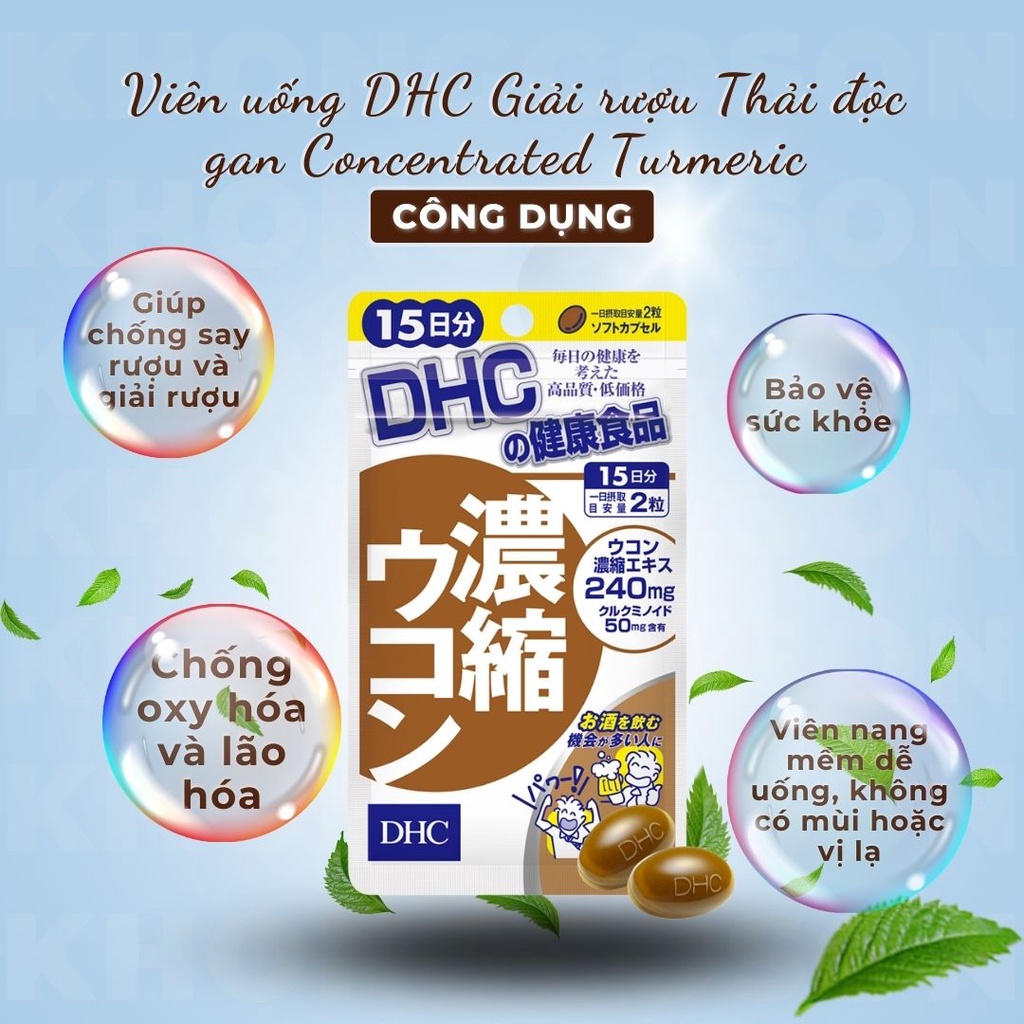 Viên Uống Giải Rượu Thải Độc Gan DHC Concentrated Turmeric Chiết Xuất Từ Nghệ - Khongcoson