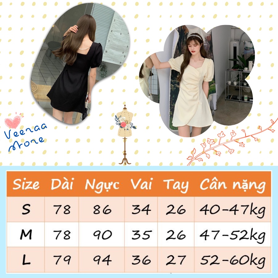 [ ORDERTB VR003] Váy trắng liền thân tay phồng dáng xòe nhẹ tự tin đi chơi, dự tiệc, đi dạo phố