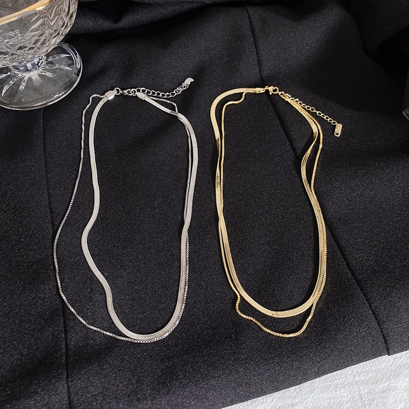 Vòng cổ Hai Lớp Hình Xương Rắn Phong Cách hip hop Thời Trang