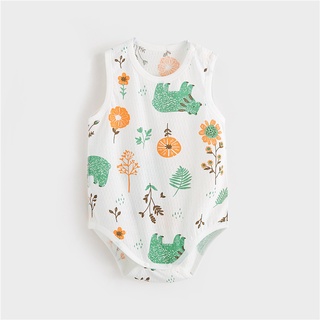 Bộ đồ ngủ liền thân không tay bằng cotton mỏng thời trang mùa hè cho bé