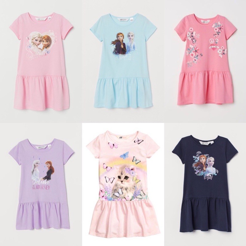 Váy bé gái 🧚Váy cotton HM cho bé gái Elsa chất cotton mềm mát siêu đẹp, size từ 2- 10Y