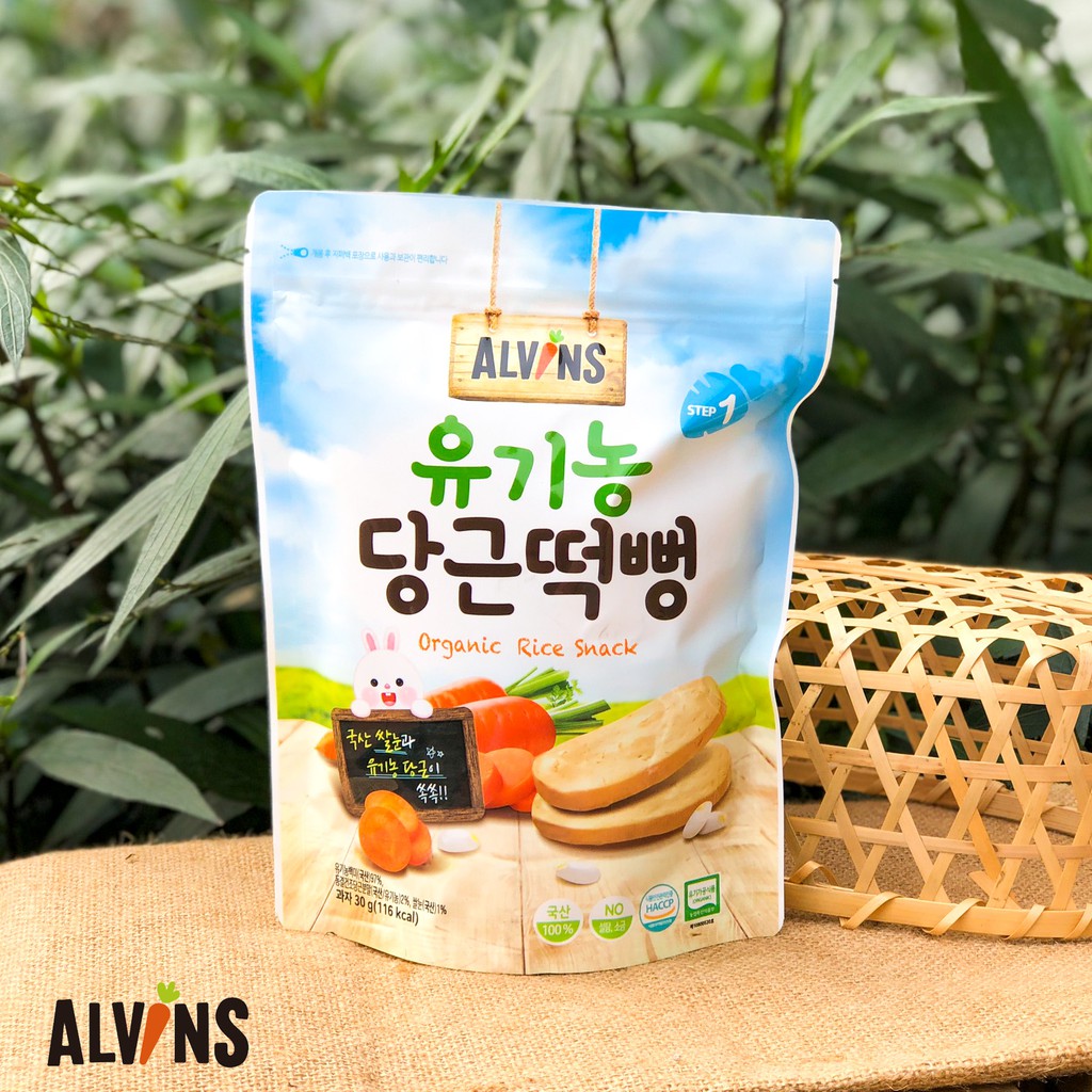 Bánh gạo ăn dặm hữu cơ cho bé Alvins 30g (Vị truyền thống/ Bí ngô/ Cà rốt)