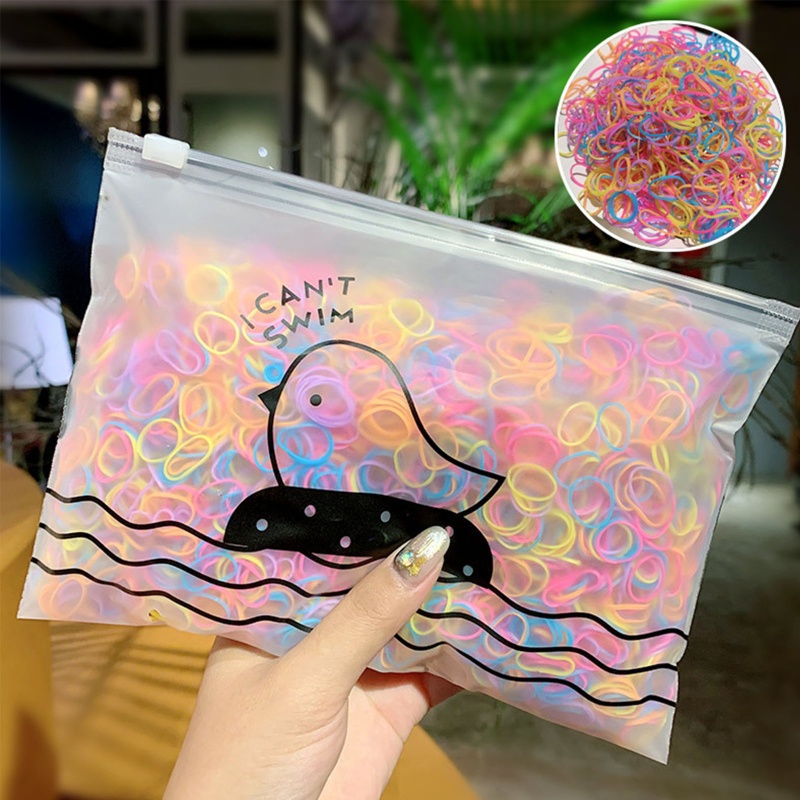 Set 1000 Dây Thun Buộc Tóc Co Giãn Nhiều Màu Sắc Dành Cho Bé Gái