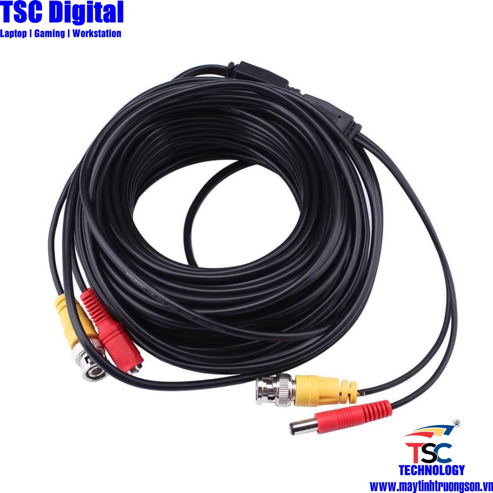 Dây Cable Tín Hiệu Camera 20M | Kèm Nguồn Đúc Sẵn Rắc BNC &amp; Rắc Nguồn Âm Dương DC