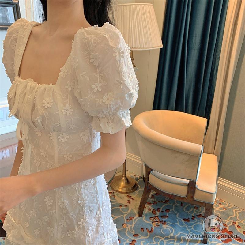 Đầm Trắng Mỏng Dáng Ngắn Kiểu Pháp Thời Trang Mùa Hè Cho Nữ
