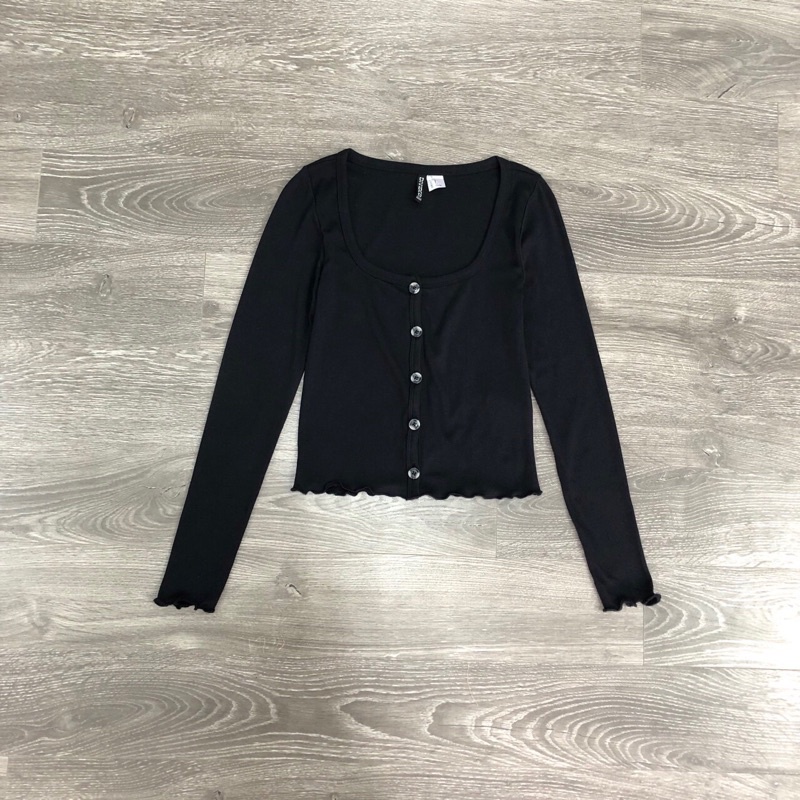 BEUCLOSET - Áo thun tay dài cổ U chất mềm co giãn
