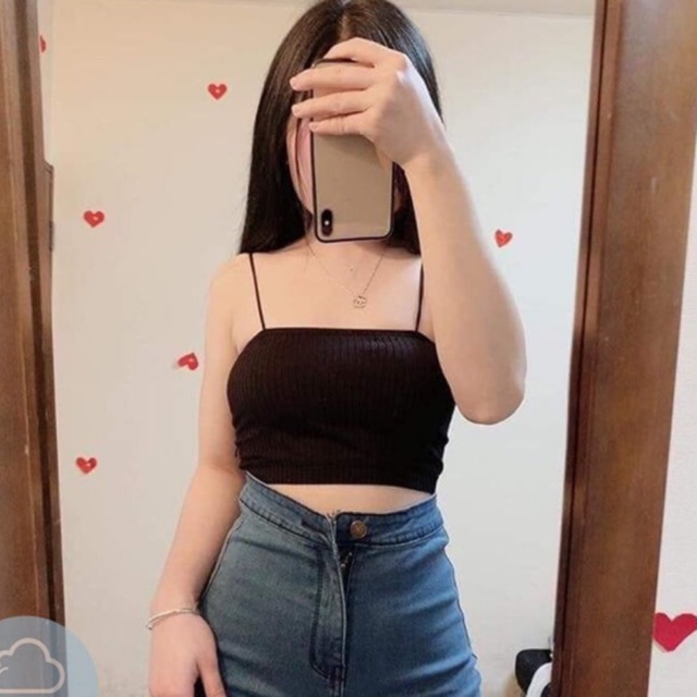Áo bra croptop 2 dây thun gân len có sẵn mút lót ngực chất liệu su tự nhiên, gym, lót | BigBuy360 - bigbuy360.vn