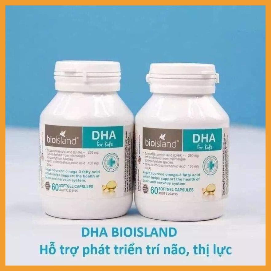 (Hiệu Qủa 100% ) DHA for kids bioisland 60 viên chuẩn U'c bí quyết cho bé yêu nhanh nhẹn và thông minh