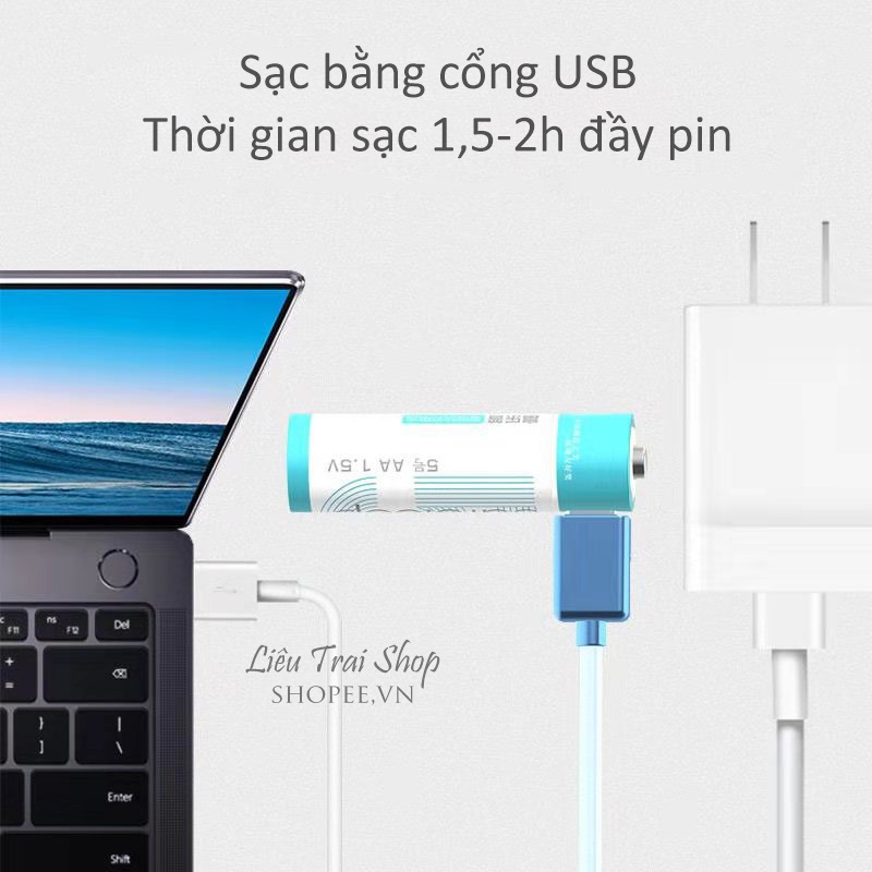 Pin sạc AA (hộp 2 viên) số 5 lithium pin sạc USB 1.5v pin mic hát karaoke đồ chơi trẻ em.