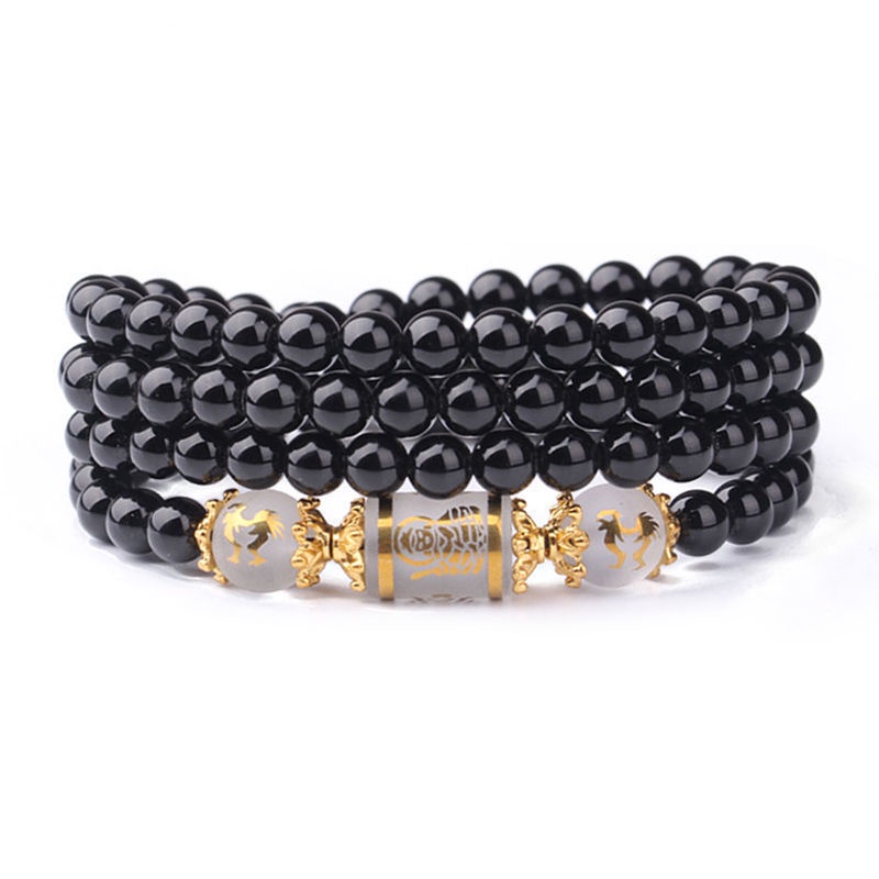 Vòng Tay Chuỗi Hạt Đá obsidian 6mm 8mm Thời Trang Cho Cặp Đôi