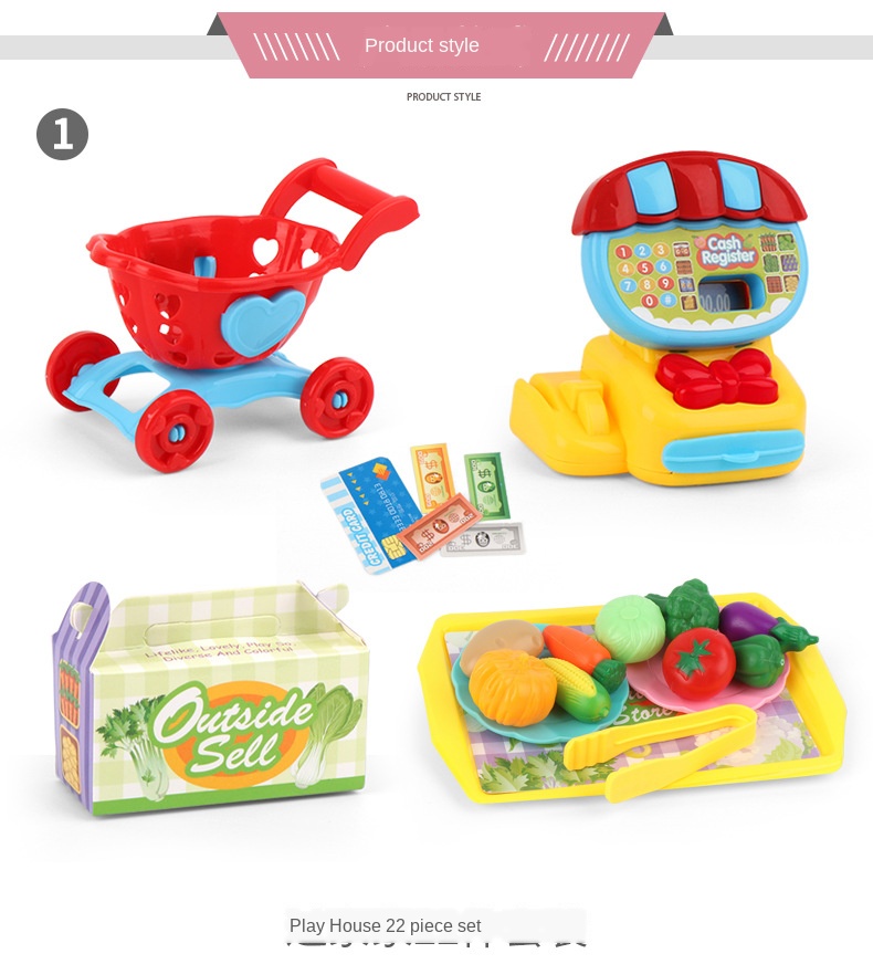 Máy Tính Tiền Siêu Thị Thu Nhỏ Cửa Hàng Tráng Miệng Tính Tiền Children's Mini Supermarket Cash Register Dessert Shop Cash Register Play House Toys Educational Toys