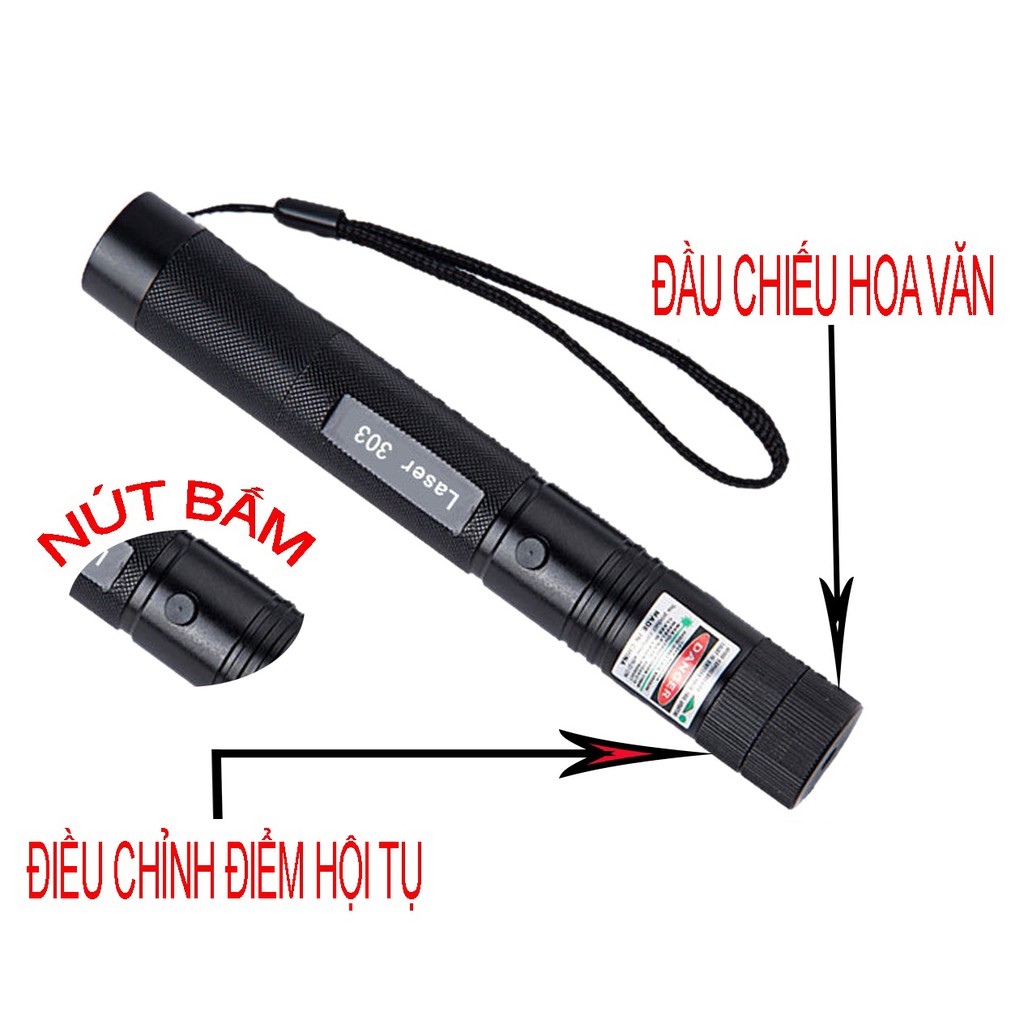 Đèn Pin LASER 303 - FULL Box - Có sạc