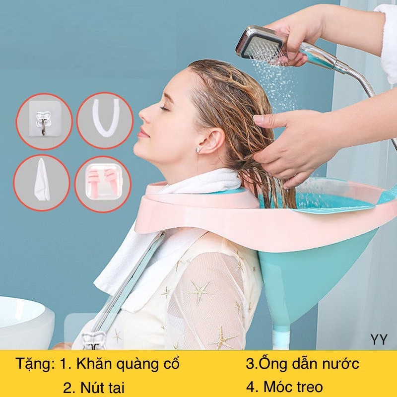 CHẬU GỘI ĐẦU TẠI NHÀ, CHẬU GỘI ĐẦU CHO BÀ BẦU, NGƯỜI GIÀ, TRẺ NHỎ TIỆN LỢI TẶNG KÈM KHĂN + NÚT TAI